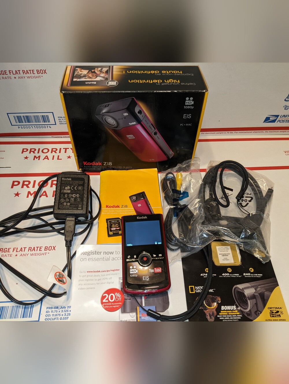 Rare Kodak Zi8 Pocket Video Camera 1080p HD Camcorder in Red Tested & Working!